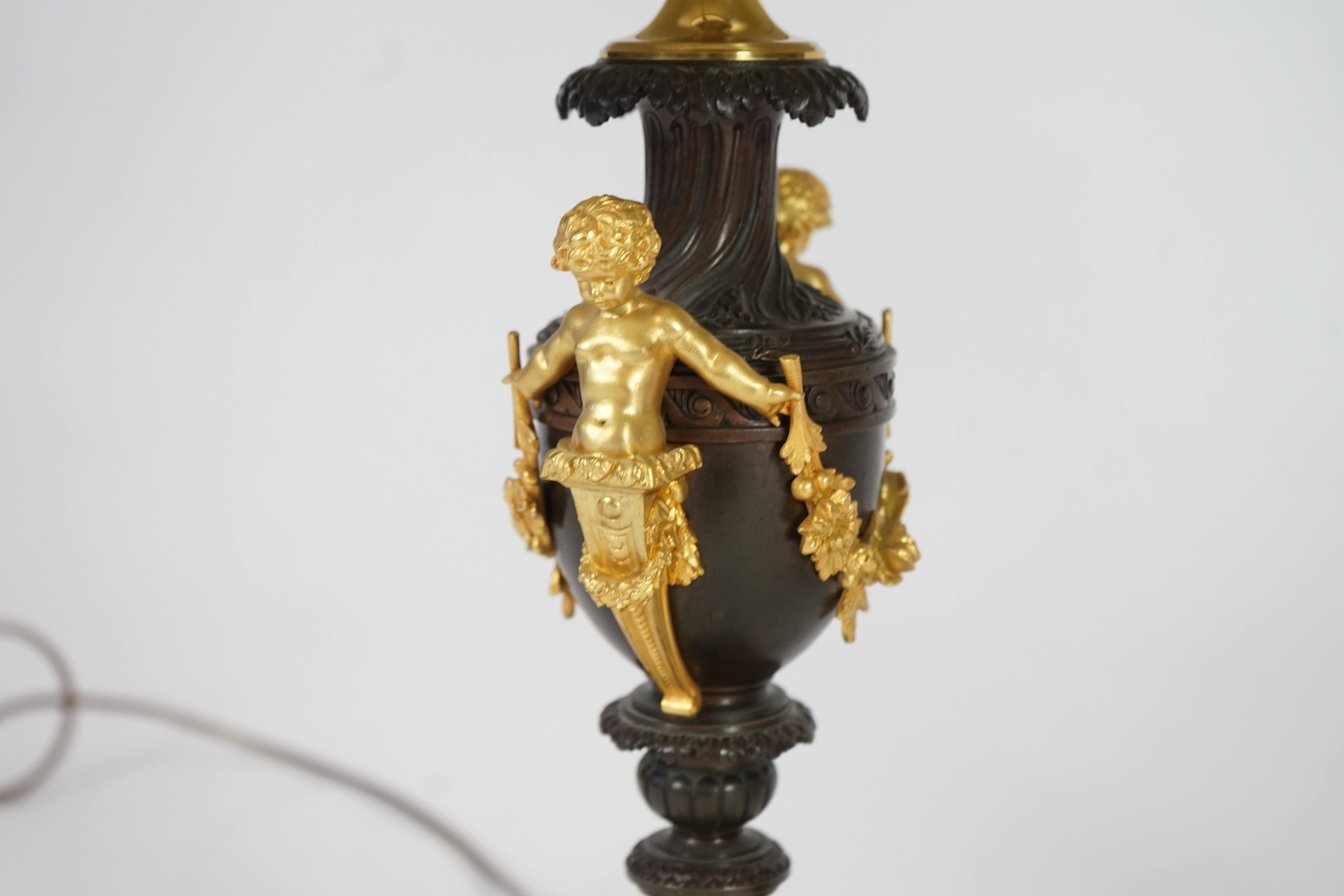 A pair of 19th century French bronze and ormolu table lamps